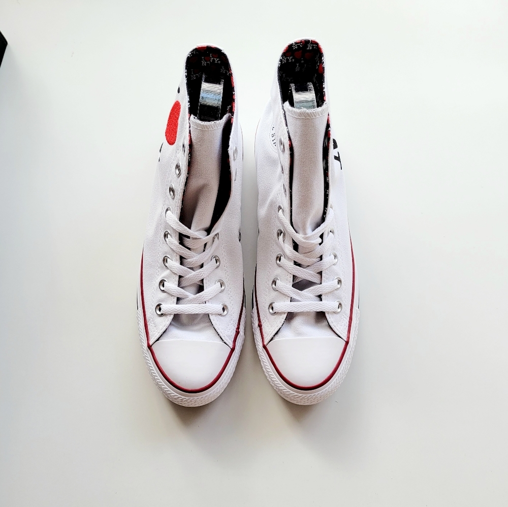 Converse CTAS Hi White Red Black "I Love New York" Women's 13 - Picture 3 of 6